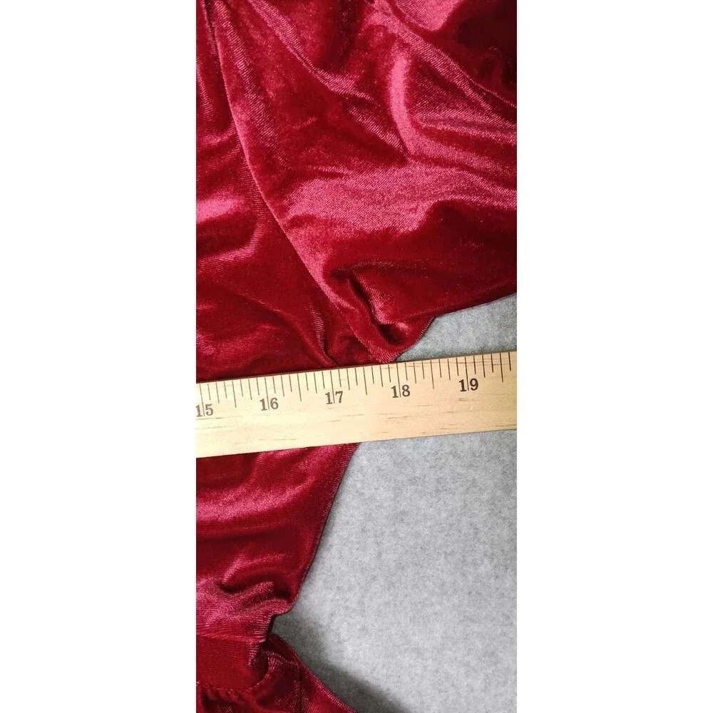 Old Navy Velvet Peplum Waist Defining Blouse Small Deep Red Puff Sleeve Babydoll